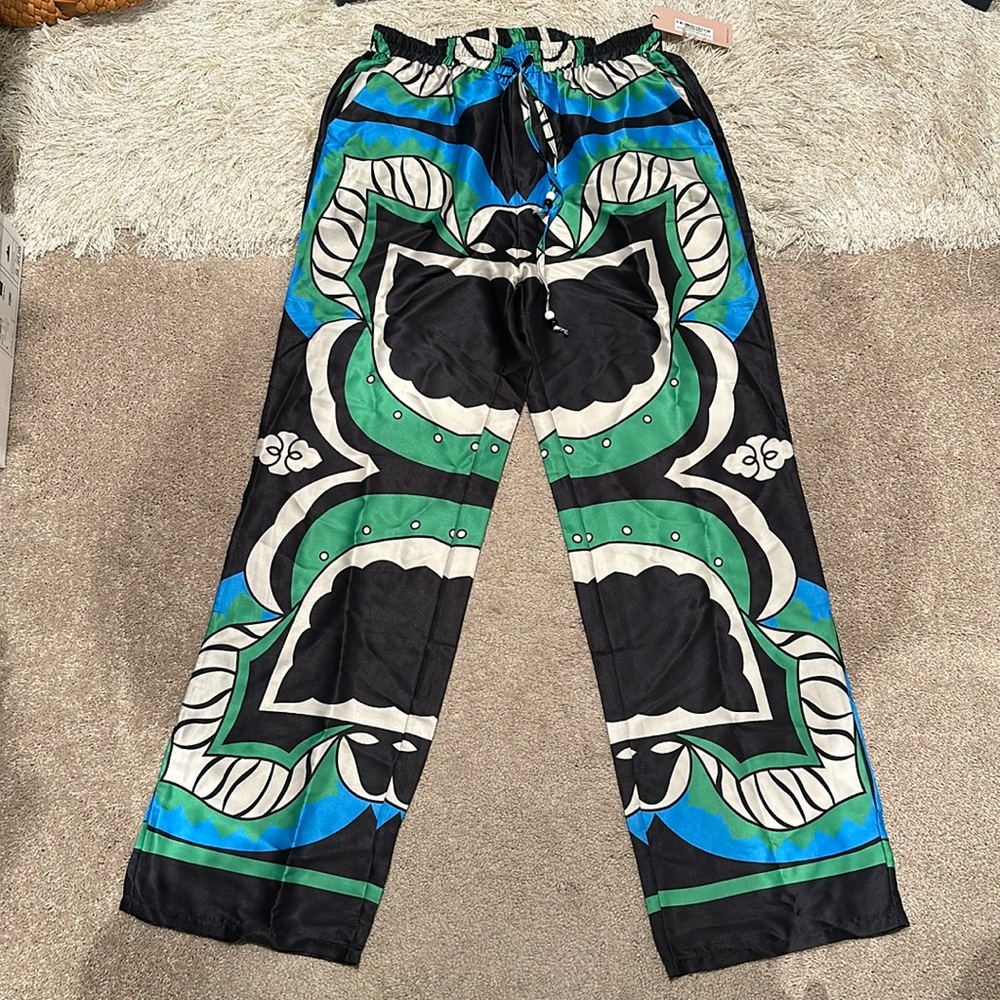 Multicolored silk pants